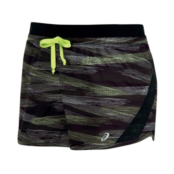 NEW NWT ASICS Lite-Show Short Black Lime Green Striped 2.5" Inseam Active Shorts - Picture 5 of 15